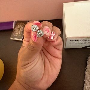 Pandora Silver Disney Heart Stud Earrings